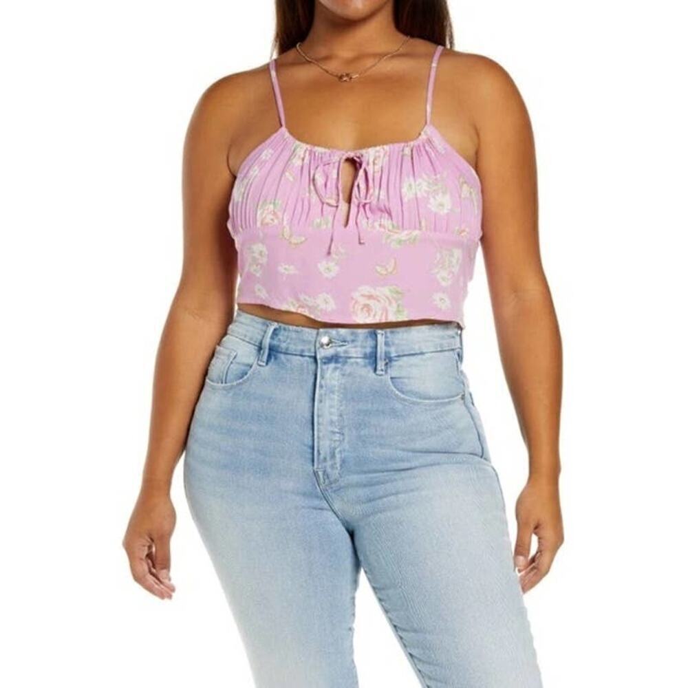 BP Women's Purple Floral Camisole Crop Top Plus Size 1X NWT v6x